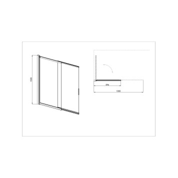 AQ.BSS.100.1BL Шторка на ванну, одноэлементная, поворотная 1000X1500 профиль черный, стекло прозрачное 5мм AQ.BSS.100.1BL-1
