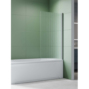 AQ.BS.080.2GM Шторка на ванну, одноэлементная, поворотная 800X1500 профиль оружейная сталь, стекло прозрачное рифленое 6мм AQ.BS.080.2GM