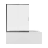 AQ.BSS.100.1BL Шторка на ванну, одноэлементная, поворотная 1000X1500 профиль черный, стекло прозрачное 5мм AQ.BSS.100.1BL