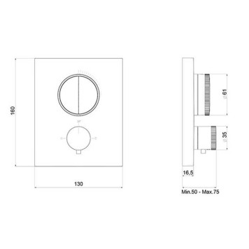 Almar Core Смеситель для душа, встраиваемый, термостатический, с кнопочным управлением для 2-х потребителей, цвет: хром-1