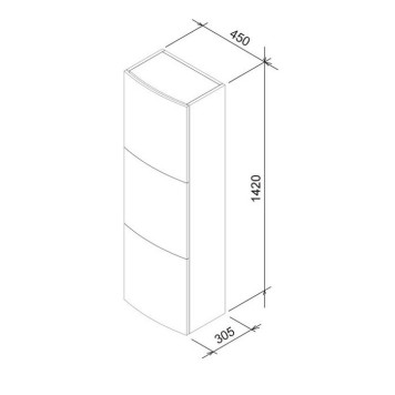 EBAN Domitilla Пенал подвесной 30х37хh114, с 1 дверкой 2 выд. ящика, петли слева (SX), без ручек, цвет BIANCO ASSOLUTO-3