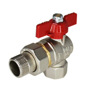 Кран шаровой, угловой, 3/4, НВ, ручка-бабочка, с разъемным соединением