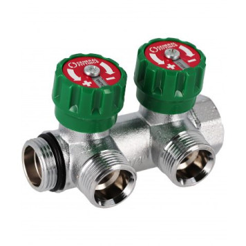 Коллектор латунный никелированный Hoobs 3/4 x3/4 (евроконус) - 2 вых.. 03101H