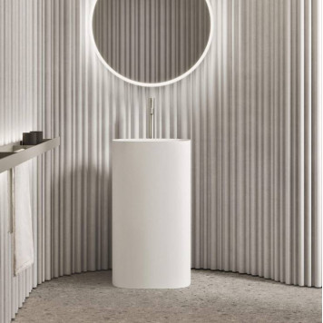 NOORTH milldue edition TUBE Раковина 48х38xh87 напольная из Ceramilux ,слив в стену, без отв. для смес, без перелива, цвет: белый матовый. 4933.20*0 Bianco Opaco