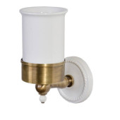 DevonDevon Dorothy Стаканчик (керамика белая) для зубных щеток подвесной, цвет: бронза/белый. DOR403BR