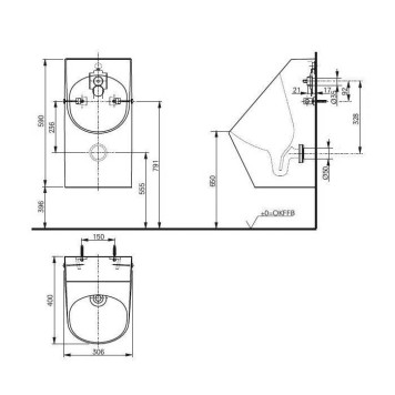 TOTO Public Писсуар 30.6x40x59см, CeFiONtect, цвет: белый-3