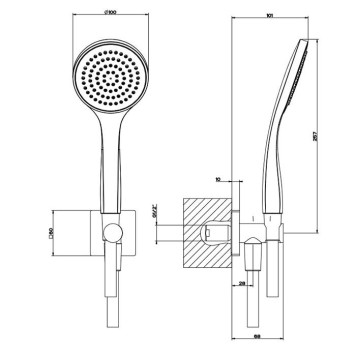 Gessi Emporio shower Душевой гарнитур, состоящий из вывода воды, держателя, шланга 1,5м и лейки, цвет: хром-1