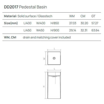 DEA DESIGN Pedestal Basin Раковина напольная 45х45хh90см, цвет grey brown-1