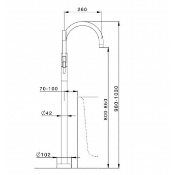Cisal Less New Напольный смеситель для ванны с ручным душем со шлангом 150 см, цвет: хром-1