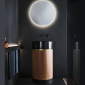 NOORTH milldue edition ROMA Раковина напольная Oslash;450x880 мм., слив в пол, основ Rovere Nero, корпус Noce Canaletto, вставка Oro, раковина Nero opaco. 2017.C