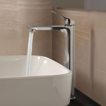 Ideal Standard Ceralife O Смеситель для раковины, на 1 отв., H24см., высокий, технология BlueStart, с донным клапаном Click Clack, цвет: хром. BE013AA-4