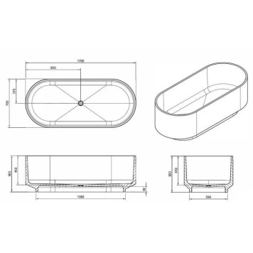 Knief Ellipse shape Ванна отдельностоящая 170x75x56см., из полимерного материала, цвет: Pyrit # 030. 70003030-1