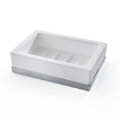 3SC Mood Deluxe White Мыльница настольная,  композит Solid Surface, цвет: белый матовый/хром . MDW01ASL