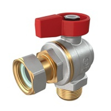 Кран шаровой 1/2M x 1/2гайка, угловой c нар. резьбой для котлов и счетчиков