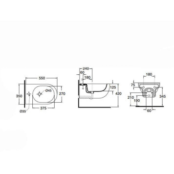 Azzurra Nuvola Биде подвесное 55x35xH25 см c 1 отв., с креплением KIT2000CF, цвет: Bianco lucido-7