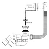 Слив-перелив McAlpine L368 х D34 мм нерж. реш. пробкой и цепочкой выход D=40/50 мм