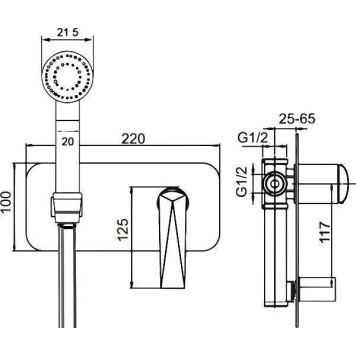 Boheme Venturo Гигиеническая лейка со смесителем, цвет: black 377-B-1