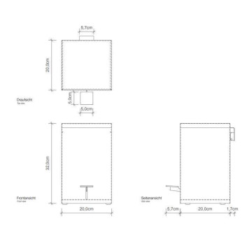 Decor Walther TE 70 SC Ведро 20x20x32см, с педалью и крышкой, softclose, напольное, цвет: черный матовый. 0614560-1