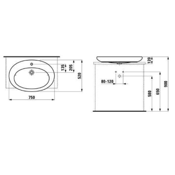 Laufen Alessi One Раковина-чаша 75х52х9 см, 1 отв., покрытие LLC, цвет: белый-1