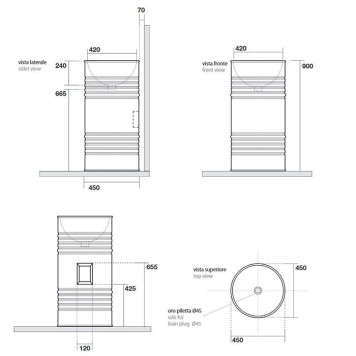Kerasan Artwork Barrel Раковина 45x90 см, без отв., напольная, слив в стену, цвет: белый-4