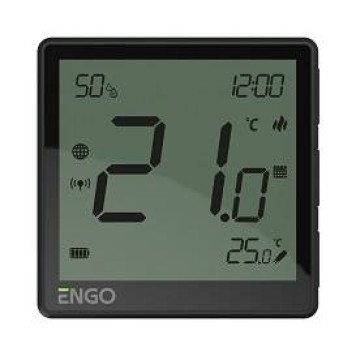 Беспроводной терморегулятор, черный, с модулем Zigbee, с аккумулятором, со встроенным датчиком влажности, с возможностью подключения датчика пола