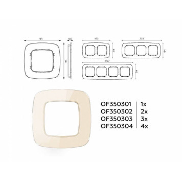 Рамка на 4 поста Ambrella Volt Radian Стекло натуральное OF350304-3