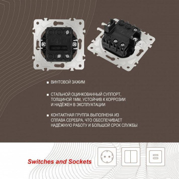 Выключатель проходной одноклавишный с подсветкой без рамки Arte Milano 202 202.33-1.shampan-2