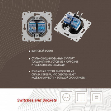 Розетка двойная RJ-11 и Ethernet RJ-45, без рамки Arte Milano am-202 202.44-1.silver-6