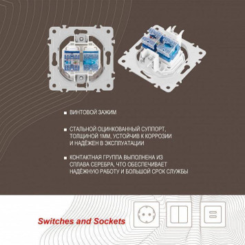 Розетка двойная RJ-11 и Ethernet RJ-45, без рамки Arte Milano am-202 202.44-1.white-6