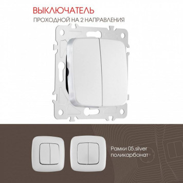 Выключатель проходной двухклавишный без рамки Arte Milano 205 205.32-2.silver-1