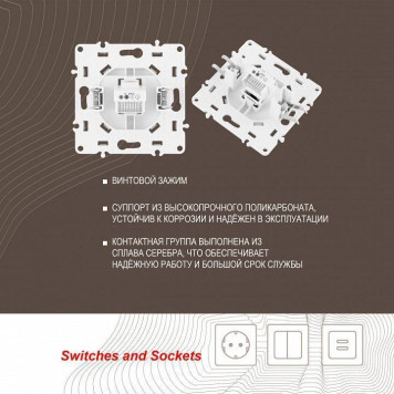 Розетка телефонная RJ-11 без рамки Arte Milano am-217 217.51-1.white-2