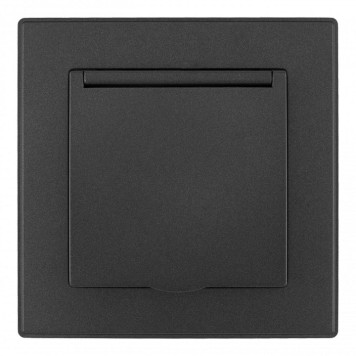 Розетка с заземлением и шторкой, с крышкой Arte Milano SET06-1 SET06-1-41-1 black-1