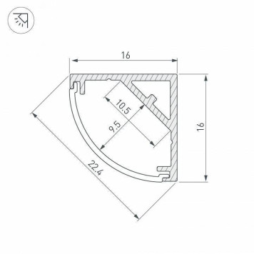 Профиль накладной угловой внутренний Arlight SL-KANT 053562-2