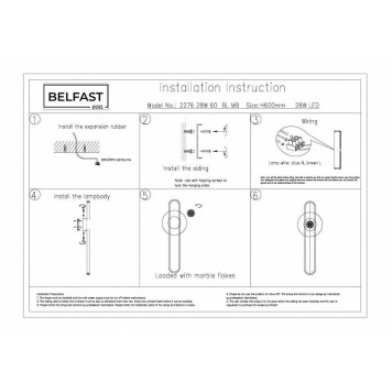 Накладной светильник Belfast Ravenhill 2276 28W 60 BL MB-6
