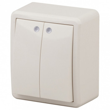 Выключатель двухклавишный с подсветкой Эра Эра Эксперт 11-1205-02