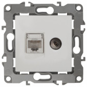 ТВ-розетка и розетка Ethernet RJ-45 без рамки Эра Эра 12 12-3110-01