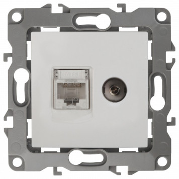 ТВ-розетка и розетка Ethernet RJ-45 без рамки Эра Эра 12 12-3110-01