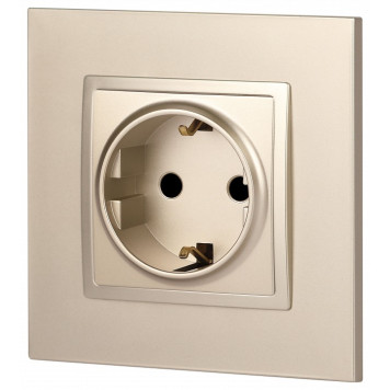 Розетка с заземлением и со шторкой, без рамки Эра Эра Elegance 14-2102-04-4