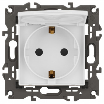 Розетка с заземлением и со шторкой, без рамки с крышкой Эра Эра Elegance 14-2103-01-2