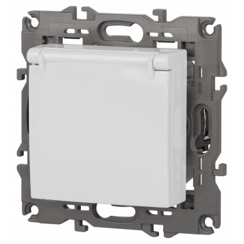 Розетка с заземлением и со шторкой, без рамки с крышкой Эра Эра Elegance 14-2103-01-4