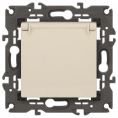 Розетка с заземлением и со шторкой, без рамки с крышкой Эра Эра Elegance 14-2103-02