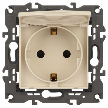 Розетка с заземлением и со шторкой, без рамки с крышкой Эра Эра Elegance 14-2103-02-2