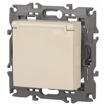 Розетка с заземлением и со шторкой, без рамки с крышкой Эра Эра Elegance 14-2103-02-5