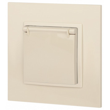 Розетка с заземлением и со шторкой, без рамки с крышкой Эра Эра Elegance 14-2103-02-6