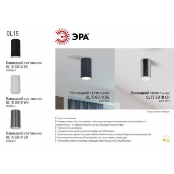 Накладной светильник Эра OL15 GU10 CH Б0049033-4