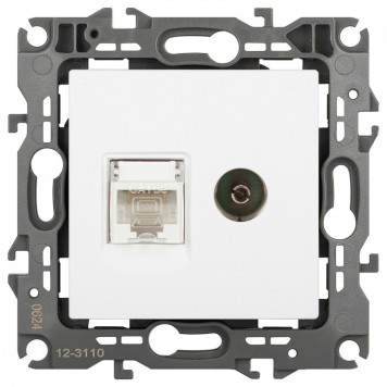 ТВ-розетка и розетка Ethernet RJ-45 без рамки Эра Эра 12 12-3110-01М