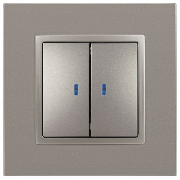 Выключатель двухклавишный с подсветкой без рамки Эра Эра Elegance 14-1105-16-3
