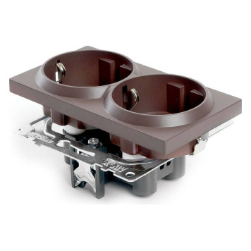 Розетка двойная с заземлением и с шторками, без рамки Stekker Катрин 49030-4