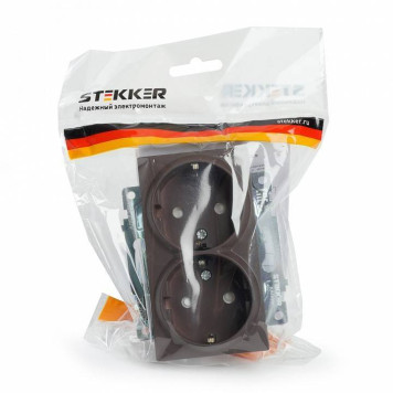 Розетка двойная с заземлением и с шторками, без рамки Stekker Катрин 49030-5