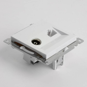 ТВ-розетка и розетка Ethernet RJ-45 без рамки Stekker GLS00-7106-01 49181-1